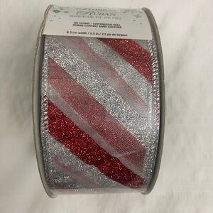 Christmas Ribbon, red and white, 50 yards